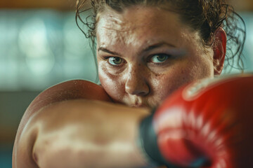 Photo of plus size model woman with chubby face and body generative AI concept