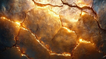 Fototapeta premium Cracked surface with glowing fissures.