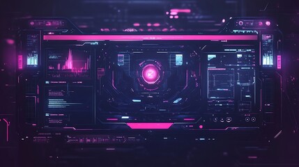Futuristic Interface with Pink and Blue Lights