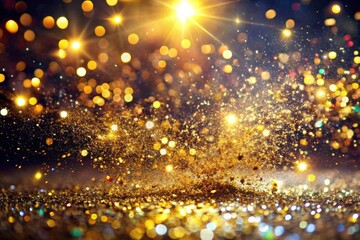 Obraz premium Glitter Explosion Background Abstract Sparkling Gold Particles Digital Art for Festive Celebrations and Events