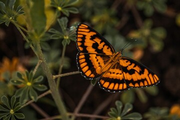Obraz premium Vibrant butterfly on green foliage