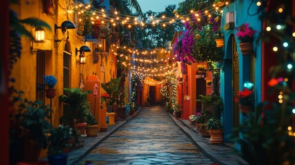 Festive Diwali Lights on House Entrance in Evening Glow