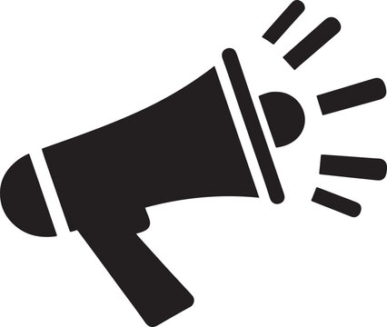 recommend clip art: A black megaphone silhouette design icon logo illustration isolated on white background