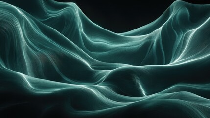Fototapeta premium Ethereal Flow of Light and Shadow in Abstract Waves, Capturing the Essence of Movement and Fluidity in a Dark Background