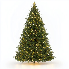 Fototapeta premium The best Christmas tree for the home with lights on a white background. Image size: