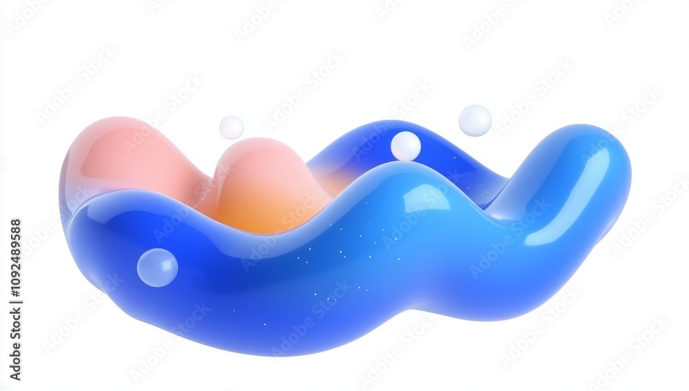 Poster a 3d glass with an abstract wave-like shape. illustration created using 3d rendering.