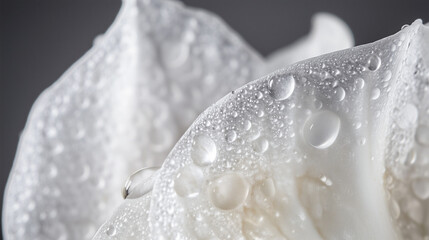 Fototapeta premium White petals with water droplets under soft lighting