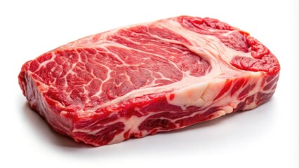 Raw Chuck Roll Steak of Marbled Beef Isolated on White Background for Minimalist Photography, Showcasing Texture and Color in Culinary Stock Images