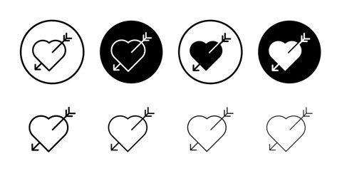 Heart with arrow icon linear logo isolated