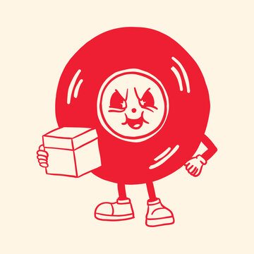 vinyl record retro character illustration