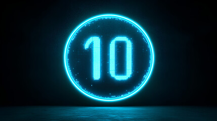 futuristic digital clock light effect. A glowing silhouette of a clock representing time. Background laser blue neon clock