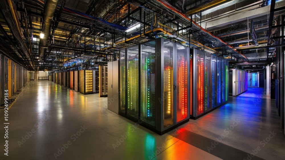 Poster Illuminated Server Racks In A Modern Data Center