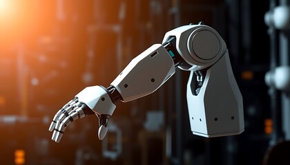 A sleek robotic arm wallpaper in action, showcasing precision engineering against a high-tech background.