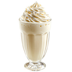Delicious vanilla milkshake topped with whipped cream, perfect for any dessert lover or refreshment seeker.