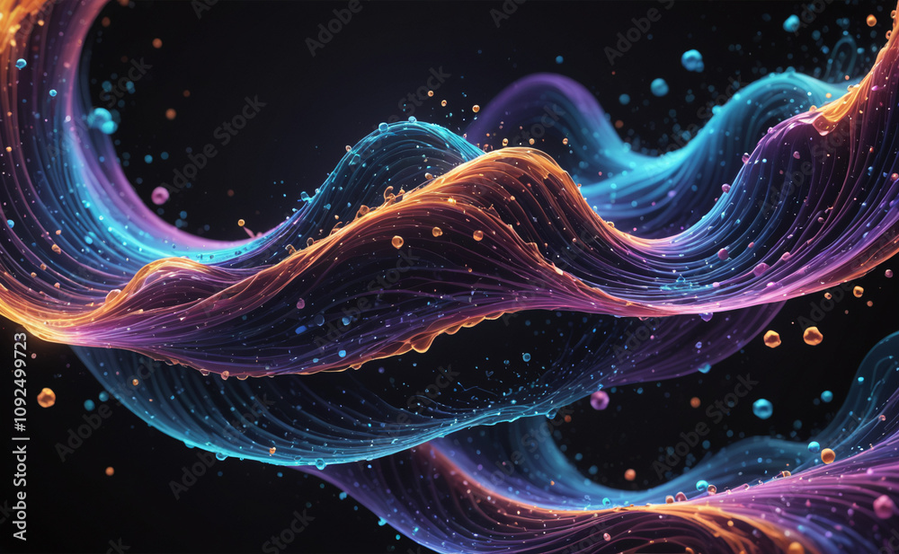 Aufkleber colorful wave with many small bubbles. the bubbles are in different colors and sizes. the wave is in