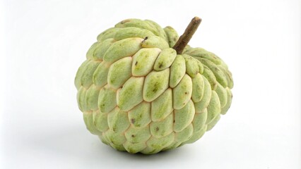 Fototapeta premium A ripe, organic custard apple, a tropical fruit with a sweet, custard-like flesh, isolated on a white background