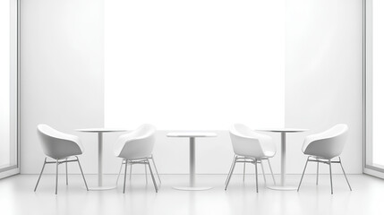 Fototapeta premium realistic trade show chairs and tables, or a white blank stand booth for corporate or exhibition 