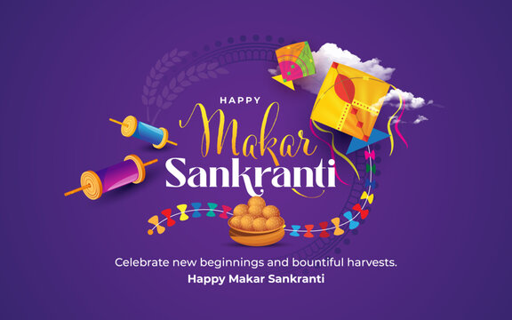 Happy Makar Sankranti Festival Background Design Template Illustration