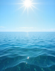 Obraz premium clear ocean on white background, calm ripples and shimmering light reflections, Al Generation