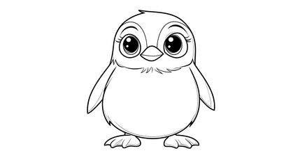 Obraz premium Cheerful Cartoon Penguin with Round Eyes, Small Body and Charming Expression, Perfect for Children's Designs and Fun Illustrations