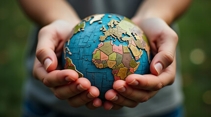 Collective Efforts For Sustainability: Hands Holding A Earth Model