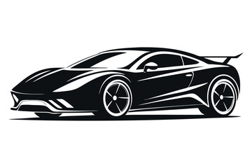 Black sports car silhouette vector illustration