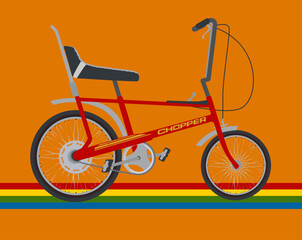 1970s chopper bike illustrations, vector