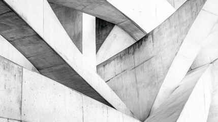 Abstract architectural design featuring intricate concrete structures and geometric forms.