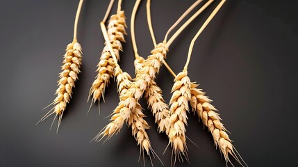 Wheat Ears on a Black Background - a striking and rustic visual. The dark background highlights the golden wheat, creating a contrast that is both elegant and natural.