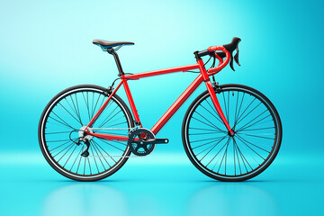 Fototapeta premium A vibrant, red road bike showcasing modern design with sleek lines and a sturdy frame.