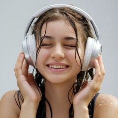 Women with headphone 