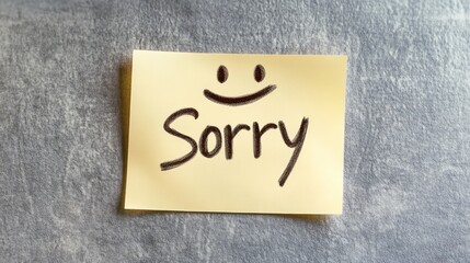 A sticky note with a smiley face and the word "Sorry" written on it.
