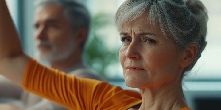 Emotional Connectivity: Couple Engaging in Yoga Class - Powered by Adobe