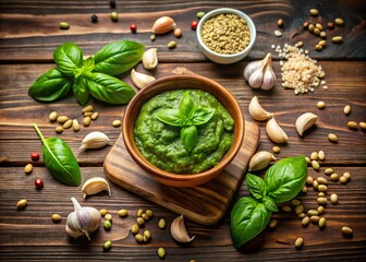 Fresh Basil Pesto with Garlic and Pine Nuts: A Culinary Delight for Gourmet Recipes and Healthy Eating Lifestyle