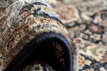 Close-up of a decorative rug showcasing intricate patterns and textures.