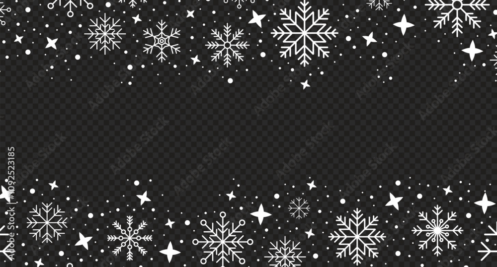Wall mural abstract snowflake border. snowflakes pattern. snowfall repeat backdrop. winter holidays theme. back