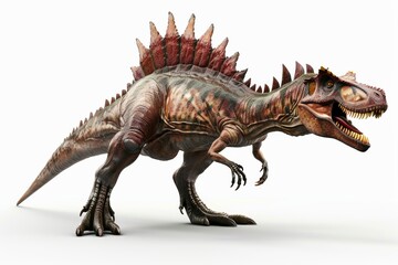 Spinosaurus dinosaur roaring in prehistoric landscape