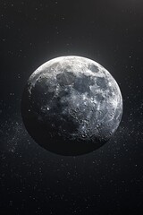Obraz premium A close-up view of the moon in a dark night sky, with visible craters and stars.