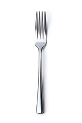 A shiny silver fork isolated on a white background
