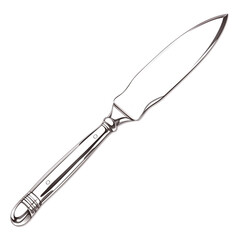 Obraz premium sleek, silver cake server with polished finish, isolated on white background, perfect for elegant dining settings