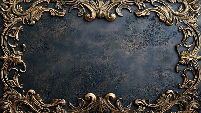 Ornate metallic decorative frame template with intricate patterns, ideal for showcasing accomplishments and enhancing presentations with elegance.