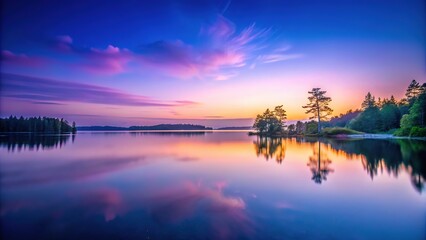 Obraz premium The serene transition from navy blue to light lavender elicits relaxation and calmness, encapsulating a peaceful twilight scene that soothes the soul.