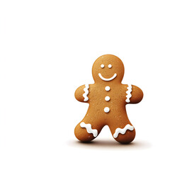 A vector of a tiny gingerbread man with icing details, placed on a white background. Gingerbread man illustration.


