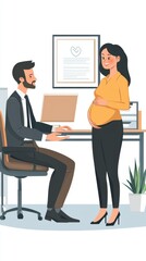 Obraz premium photo of happy pregnant woman standing and posing for picture with mirror and glass wall in background, generative AI 