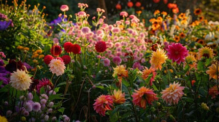 Obraz premium A garden blooming with flowers of every color, shape