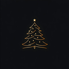 Obraz premium A subtle Christmas tree icon with clean lines, adorned with tiny glowing ornaments. Simple Christmas tree icon.
