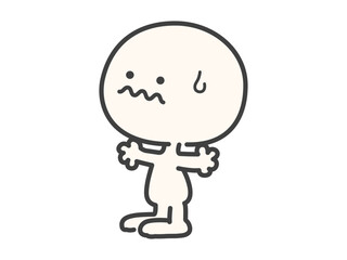 怯えた表情のシンプルでかわいい人物のベクターイラスト素材