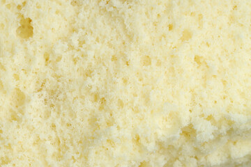 Tasty sponge cake as background, top view