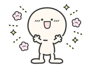 Obraz premium 幸せの表情のシンプルでかわいい人物のベクターイラスト素材