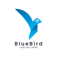 Bluebird gradient logo icon vector template design with geometric shape for modern business.